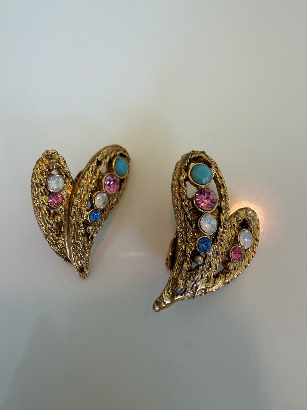 Stunning Pair of Vintage 1950s "Witches Heart" Cluster Clip-On Earrings